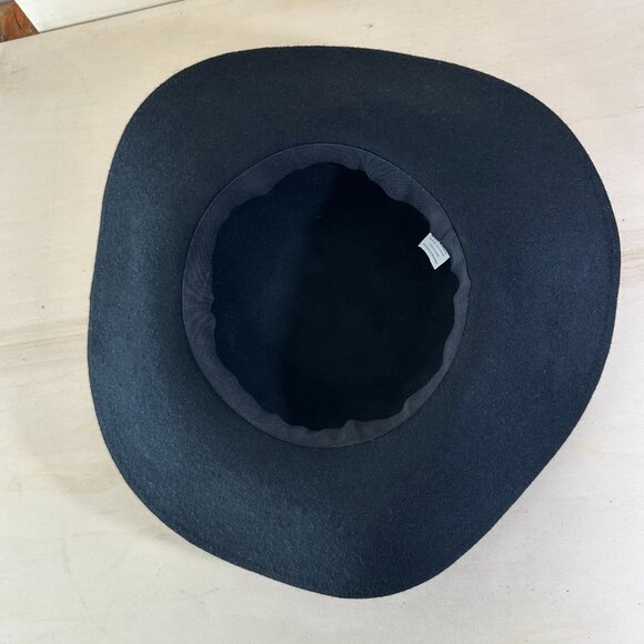 Black 100% Wool Wide Brim Hat Women's World Market Southwestern Band - Picture 2 of 6